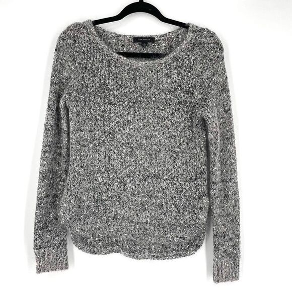 Ann Taylor Knit Wool Mohair Blend Pullover Sweater Heather Gray Small super soft - Picture 1 of 10